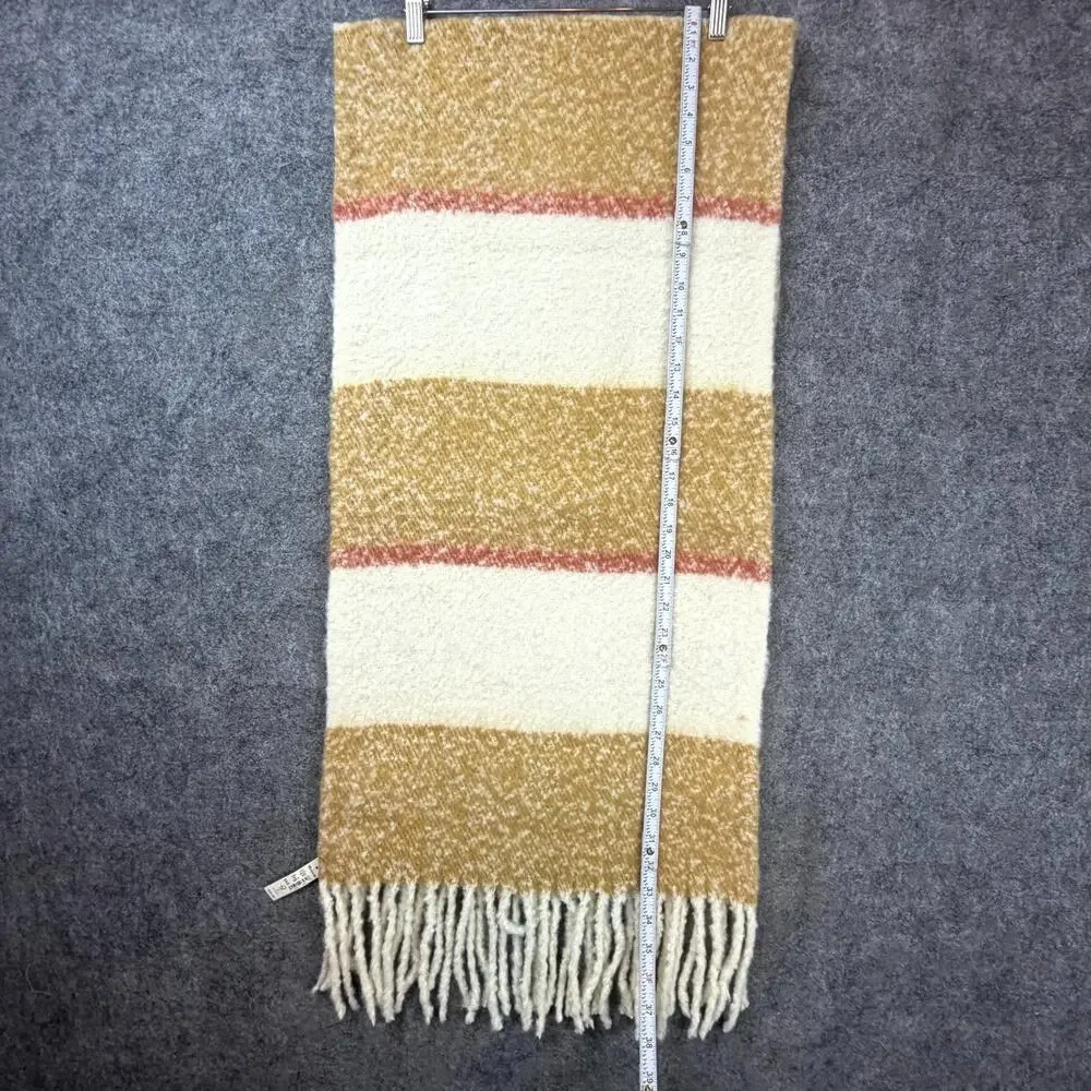 Madewell‎ Brushed Oversized Scarf Womens One Size Toffee Recycled Plaid Fringe